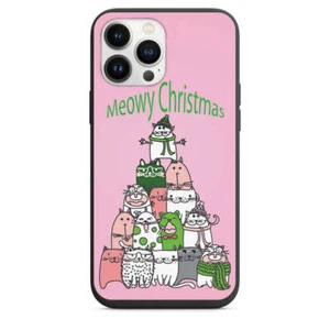 Funda de teléfono Meowy Christmas Cat Tree diseño para iPhone 7 8 X XS XR SE 11 12 13 14 - Imagen 1 de 31