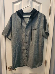 Mens Vintage Hooded Button Down Shirt Short Sleeve Size Large - Picture 1 of 2