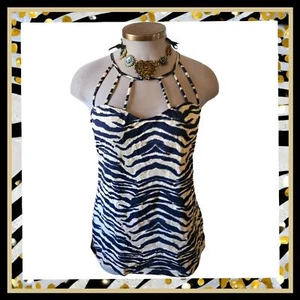 VENUS ☆ SEXY ☆ TIGER STRIPED ☆ CAGE NECK ☆ TANK TOP ☆ 3x ☆ NIP - Picture 1 of 8
