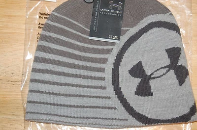 under armour logo mens billboard 2.0 beanie hat gray heather graphite retail $25 - Image 1 of 4