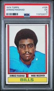 1974 Topps #105 Ahmad Rashad WR Buffalo Bills RC Rookie PSA 5 EX - Picture 1 of 2