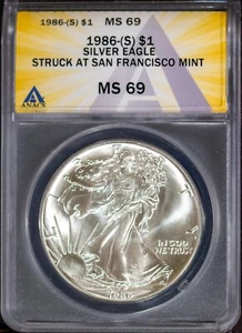 First Year 1986 $1 Silver American Eagle MS 69 ANACS # 7649200 + Bonus - Picture 1 of 2