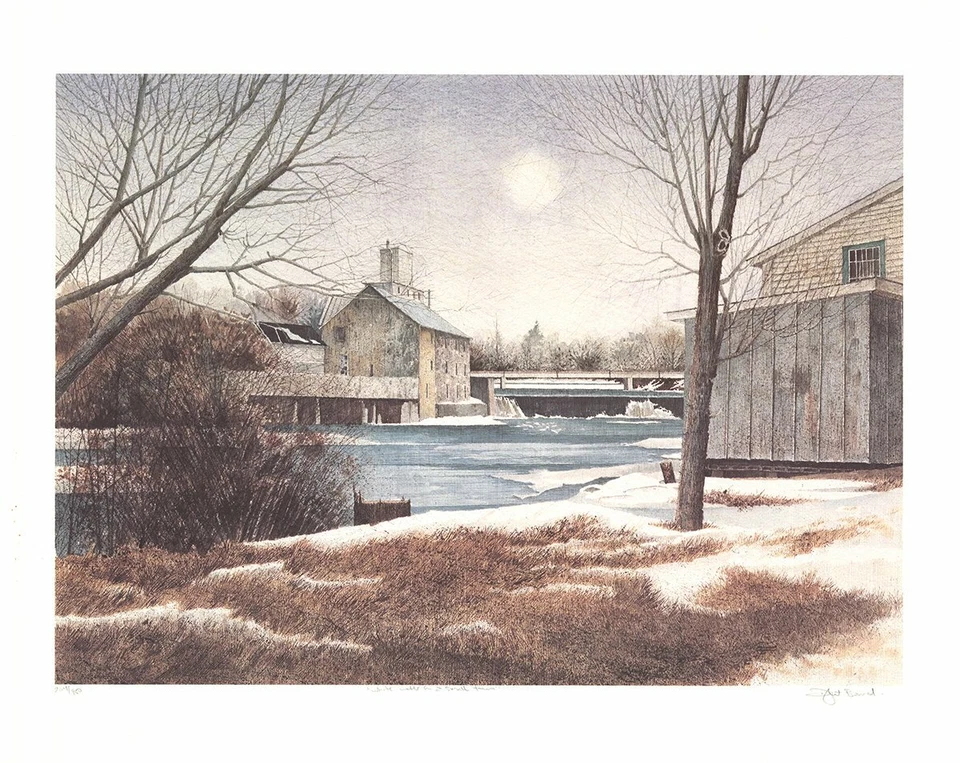 DWIGHT BAIRD The Mill in Winter SIGNED 20" x 25" Offset Lithograph 1988 Contempo - Image 1 of 1