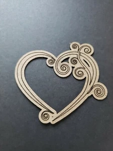 Chipboard Scrapbooking laser scored and cut die cut embellishments heart #1 - Picture 1 of 1