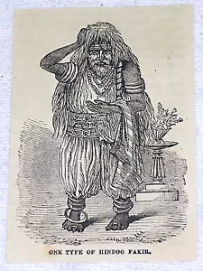 1882 small magazine engraving ~ ONE TYPE OF HINDOO FAKIR ~ man in ornate costume - Picture 1 of 1