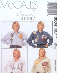 McCall's Sewing Pattern 8064 Womens Shirt Size 12-14 Medium Button Front Uncut - Picture 1 of 6