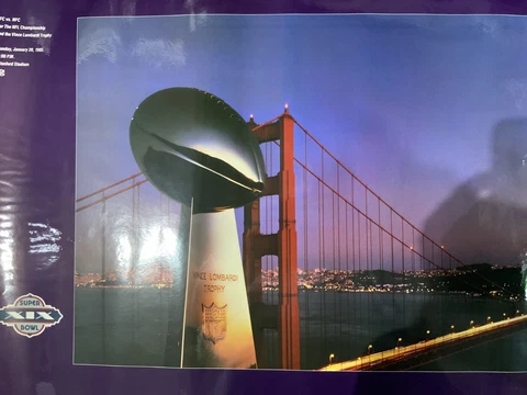 Superbowl XIX Poster San Francisco 49ers Miami Dolphins Original Tube Vintag New Cover