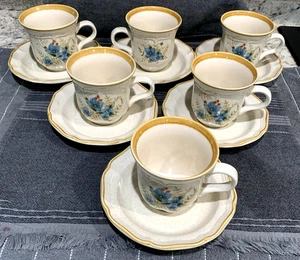 Mikasa Garden Club Day Dreams Cup Saucer Japan 400 461 Blue Floral Set of 6 NEW - Picture 1 of 4