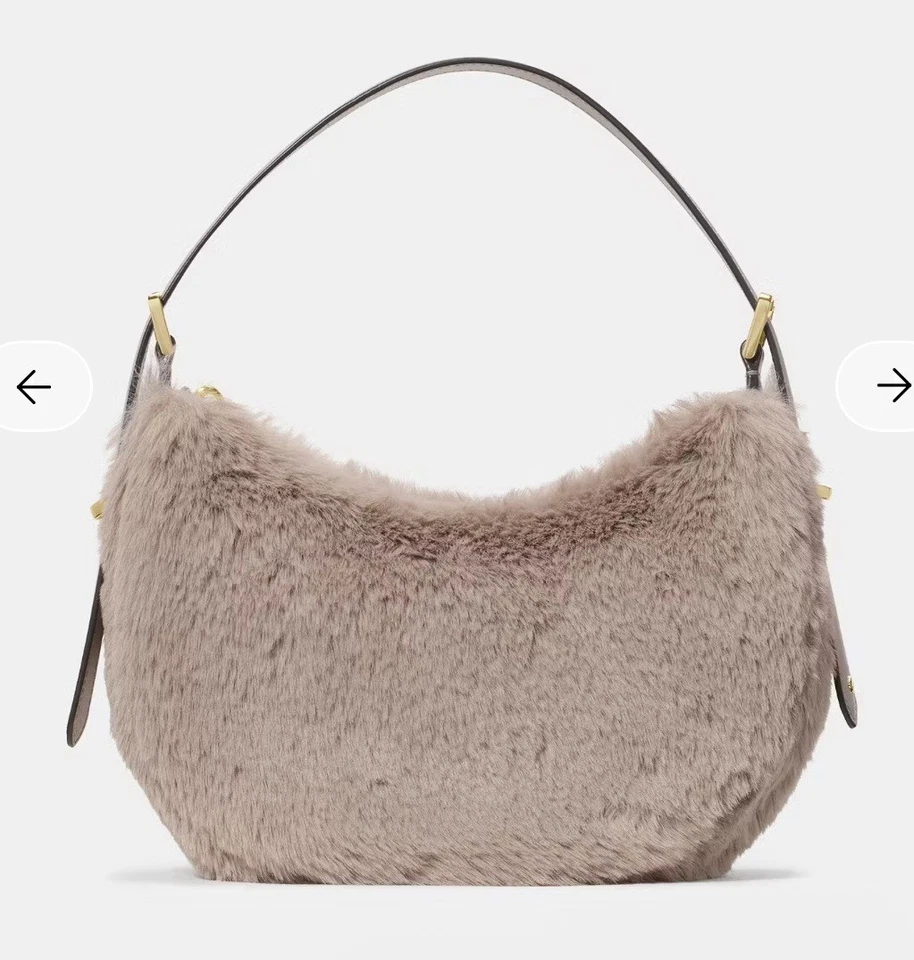 Bolso Bandolera Kate Spade Nova Imitación Piel Media Luna Hombro Felpa Gris Foto 1 de 4