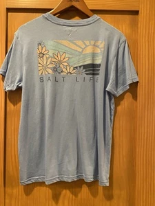 Salt Life Women’s Periwinkle Blue Flowers And Sunset Shirt Short Sleeves NWT XL - Picture 1 of 3