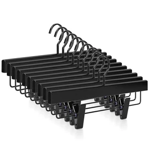 Perchas para pantalones de madera negras, perchas para faldas de madera con clips, colgador de jeans de lujo... - Imagen 1 de 7