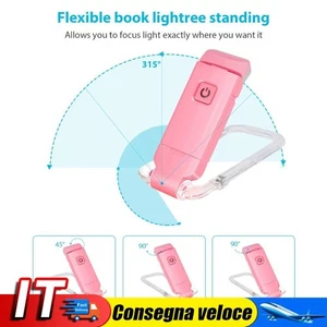 2Pcs Book Night Reading Light - USB Rechargeable Clip-on Mini LED Lamp (Pink) - Photo 1/10