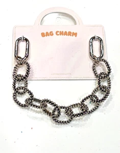 NWT ANTHROPOLOGIE Purse Bag Charm Chain Burnished Silver w/ Textured  Oval Links - Picture 1 of 9
