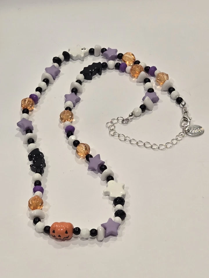 Halloween Pumpkins and Bats Beaded Necklace - Image 1 of 2