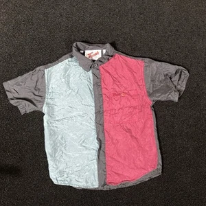 colorblock kids shirt vintage short sleeve small SILK multicolor touch S - AB179 - Picture 1 of 17