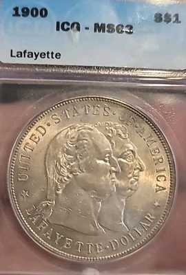 1900 Lafayette Dollar Superb Gem BU Full Strike/Luster ICG 63 PQ Rare Grade  LV - Image 1 of 4