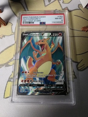 Pokemon TCG SWSH 2022 Brilliant Stars #153/172 FA/CHARIZARD V ULTRA RARE PSA 8 - Image 1 of 2