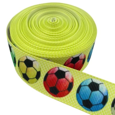 10 Yards 7/8" Sports Balls Printed Grosgrain Ribbon for DIY Crafts Bows - Image 1 of 4