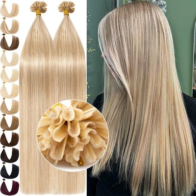 Fusion Keratin Nail U-Tip Highlight Remy Human Hair Extensions Full Head 200G - Image 1 of 4