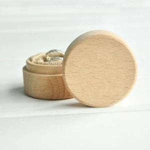 2PCS Round Trinket Box Wooden Box Mini Storage Box Wedding - Picture 1 of 12