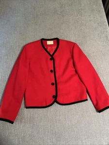 Vintage Pendleton Virgin Wool Lined Blazer Women 8 Red Black Christmas 70’s USA - Picture 1 of 14