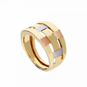 Anello In Oro Bianco Giallo e Rosa 18 Carati da Donna - Picture 1 of 2