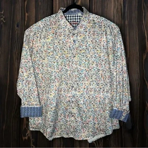 Robert Graham Mosaic Geometric Multicolor Long Sleeve Button Down Shirt Size 4XL - Picture 1 of 6