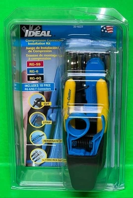 Ideal 33-622T Compression Connector Installation Kit w/ 10 RG-6/6Q F Connectors - Image 1 of 4