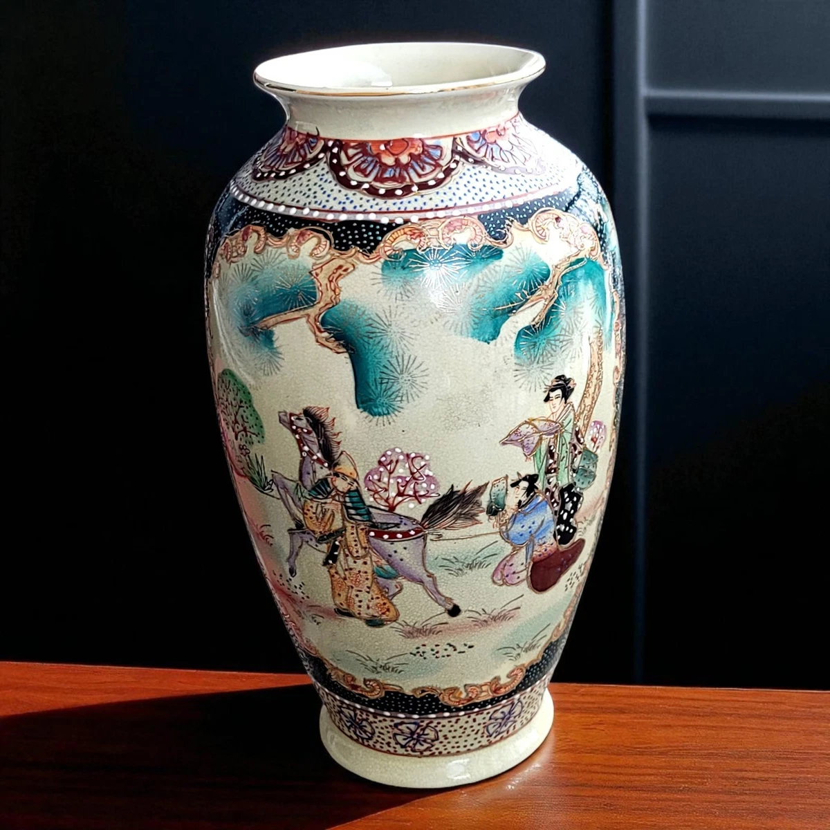 陶瓷多色老式原版古董日本花瓶| eBay