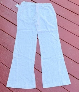 Neu mit Etikett Roxy Oceanside Damenhose Leinenmischung Kordelzug weites Bein Größe Large - Bild 1 von 10