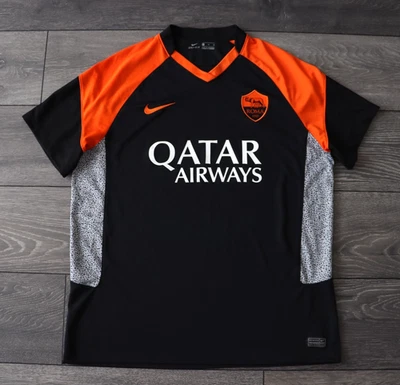 AS ROMA 2020 2021 TERCERA CAMISETA DE FÚTBOL NIKE CAMISETA DE FÚTBOL PARA HOMBRE XL NEGRA RARA Foto 1 de 4