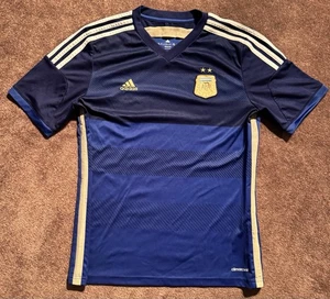 Adidas Argentina 2014 Soccer Away Jersey Sz YXL Blue Futbol Kit Trefoil - Picture 1 of 8