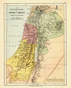 1878 VICTORIAN MAP ~ THE KINGDOMS of JUDAH and ISRAEL ~ DURING the MONARCHY - Picture 1 of 1