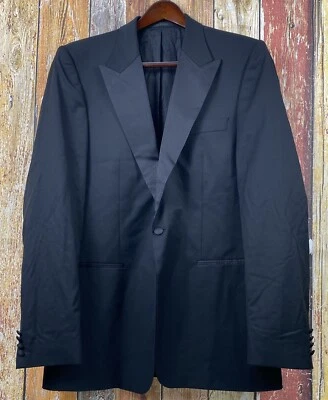 Hugo Boss Men's Black Wool Tuxedo Sport Coat Jacket 44 Long 1 Button - Image 1 of 4