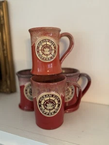 Lot of 4 Deneen Pottery Ocean City Coffee Co Drip Glaze Mugs Cups - Picture 1 of 13