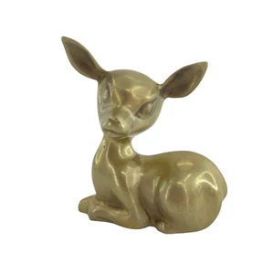 Vintage Brass Deer Figurine, 6.75" Tall Decorative Metal Forest Animal Figure - Picture 1 of 6
