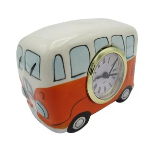 Campervan Clock Ornament (Camper Van Mantelpiece Retro Ceramic Pottery Vintage) - Picture 1 of 6