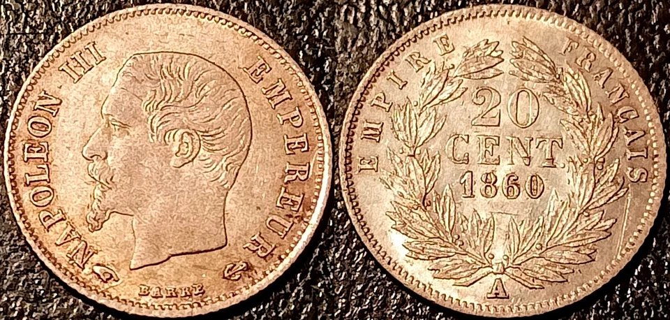 Napoléon III - 20 centimes argent 1860 A, Paris SUP ! F.148/14 - Photo 1/1