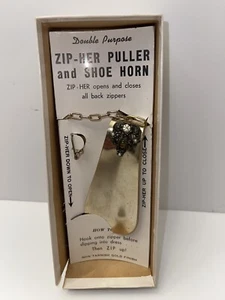 Vintage Zip-Her Up Zip-Her Down und ausgefallener Deko Schuhlöffel anlaufsicher - Bild 1 von 12