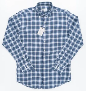 PETER MILLAR Plaid Navy Blue Sport Shirt Cotton Lightweight Summer Soft M - Picture 1 of 4
