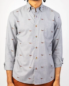 Alexander Julian Button Down Shirt Long Sleeve Pheasant Check Cotton Size XL - Picture 1 of 8