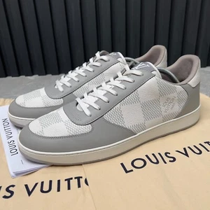RRP $1030 Louis Vuitton Rivoli Damier Sneakers Gray Leather 10 LV 11 US 44 EUR - Picture 1 of 13