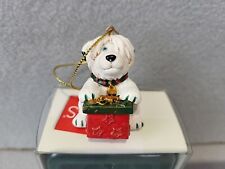  Russ Berrie Wags To Whiskers Sheep  Dog Christmas Hanging Ornament handpainted.