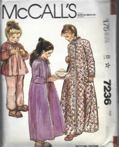 Vintage McCall's Patrón #7236-Bata Infantil-Camisón-Pijama-Talla Pequeña (6-8) - Imagen 1 de 1