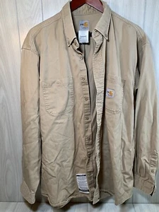 Carhartt FR Flame Resistant Work Shirt X-Large Beige Long Sleeve Button Utility - Picture 1 of 8