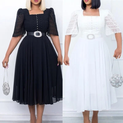 Chiffon Patchwork Half Sleeve Socialite Dress Women Fashion Beaded - Image 1 of 4