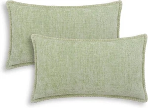Throw Pillow Cases Pack of 2 Cotton Thread Stitching Edges Solid Dyed Soft - Picture 1 of 6