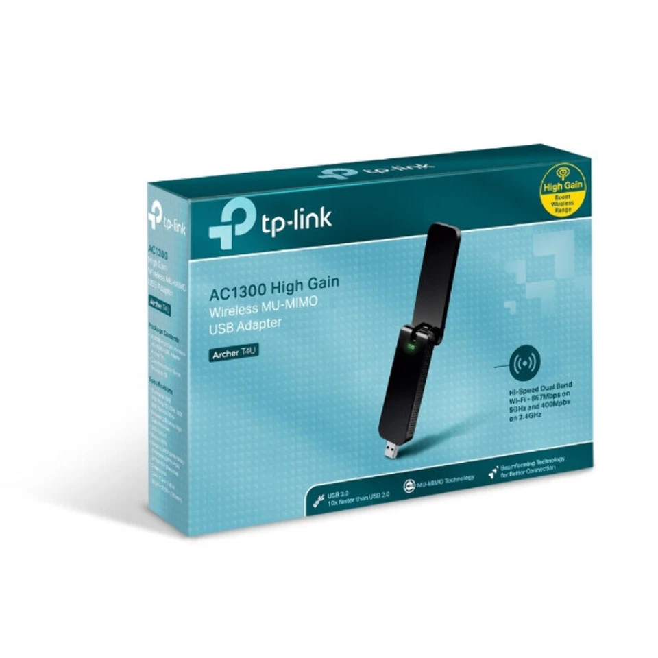 TP-Link Archer T4U AC1300 Wireless Dual Band USB Adapter 2.4GHz (400Mbps) 5GHz ( - Image 1 of 1