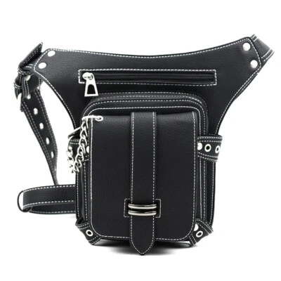 Men Women PU Leather Multi-functional Steampunk retro  Leg  waist bag - Image 1 of 4