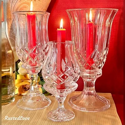 Crystal Hurricane Candle Holders Mixed Lot Party / Wedding Centerpiece Decor 3 - - Image 1 of 4